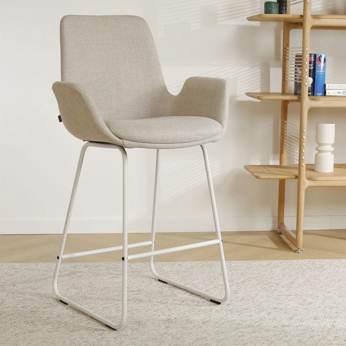 Nolon Nino-Eef Barkruk Beige - met Armleuning - Wit - 65 cm