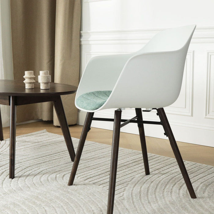 Nolon Nena-Liz Eetkamerstoel Wit - Zacht Groen Kussen - Walnoot