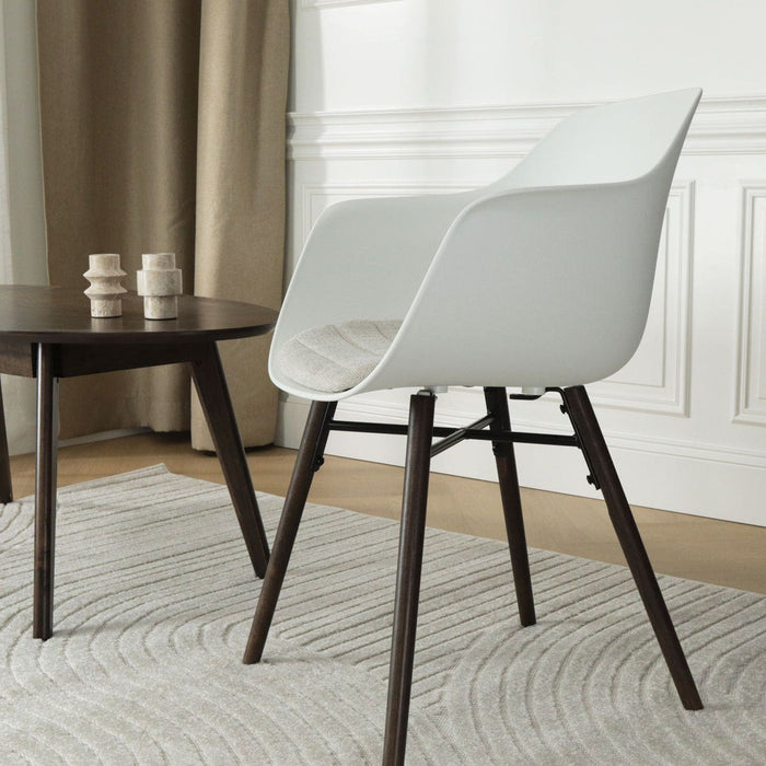Nolon Nena-Liz Eetkamerstoel Wit - Beige Kussen - Walnoot