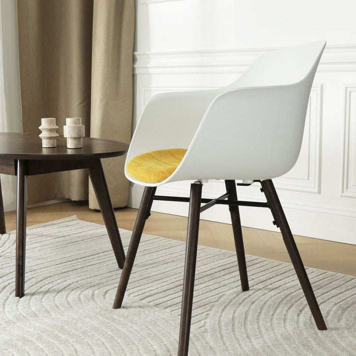 Nolon Nena-Liz Eetkamerstoel Wit - Okergeel Kussen - Walnoot