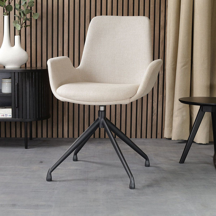 Nolon Nola-Eef Eetkamerstoel Beige - Draaibaar Zwart Onderstel