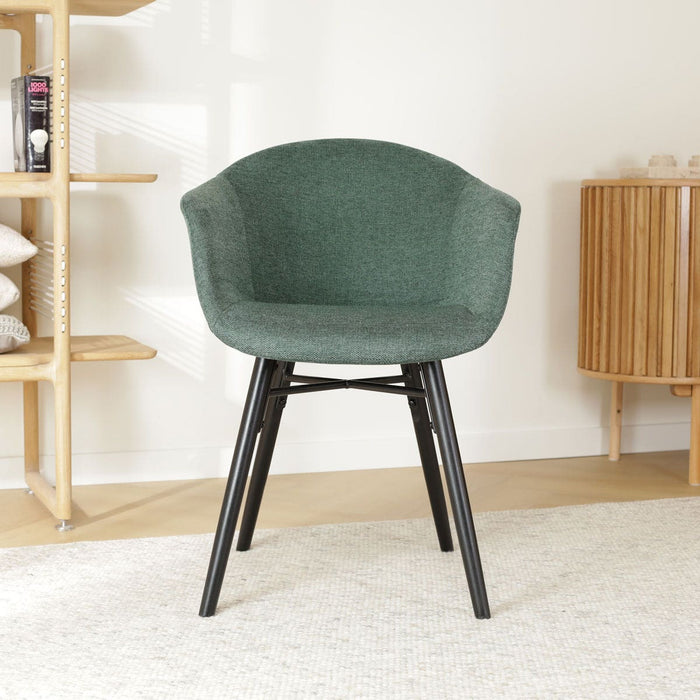 Nolon Nena-Otis Eetkamerstoel Donkergroen - Zwarte Houten Poten