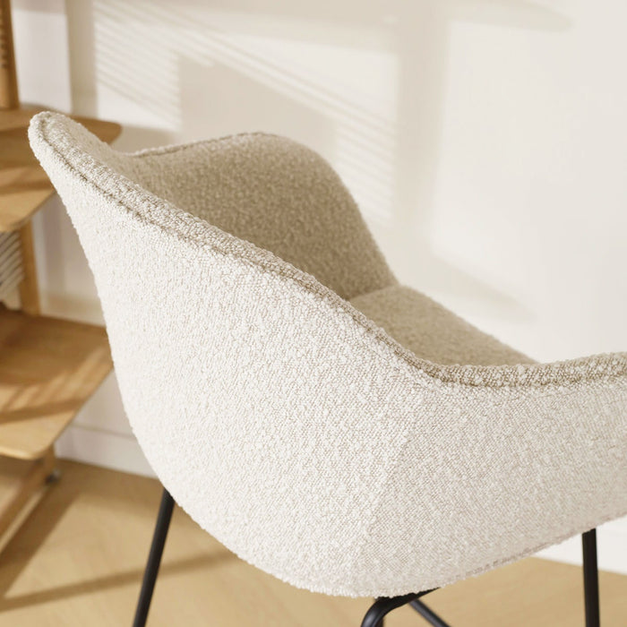 Nolon Nino-Mare Barkruk Bouclé Beige - Wit Onderstel- 75 cm