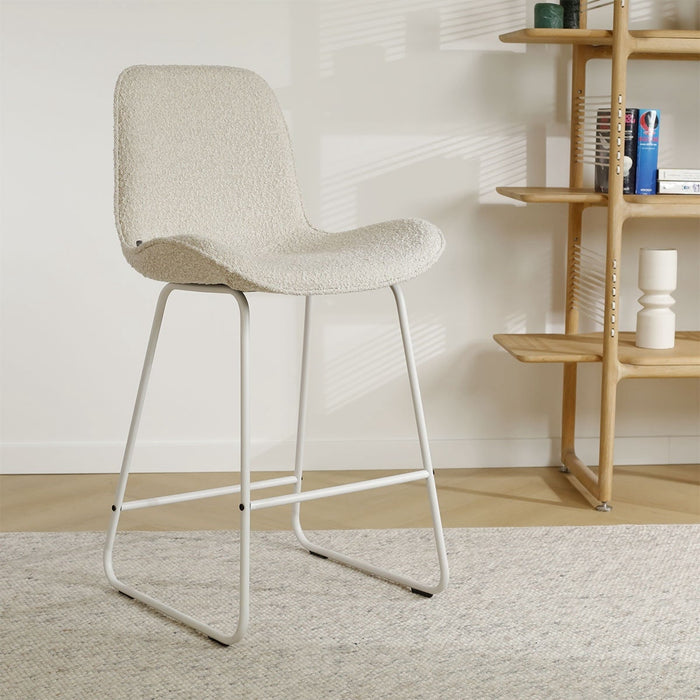 Nolon Nino-Fé Barkruk Bouclé Beige - Wit Onderstel - 65 cm