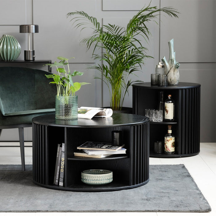 Olivine Redmer Ronde Houten Bijzettafel Ø 60 cm - Zwart