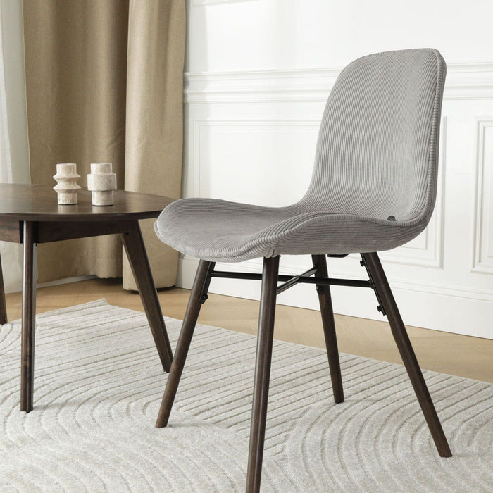 Nolon Nena-Fé Eetkamerstoel Warm Grijs - Ribstof - Walnoot Poten