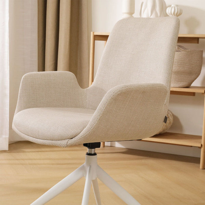 Nolon Nola-Eef Eetkamerstoel Beige - Draaibaar Wit Onderstel