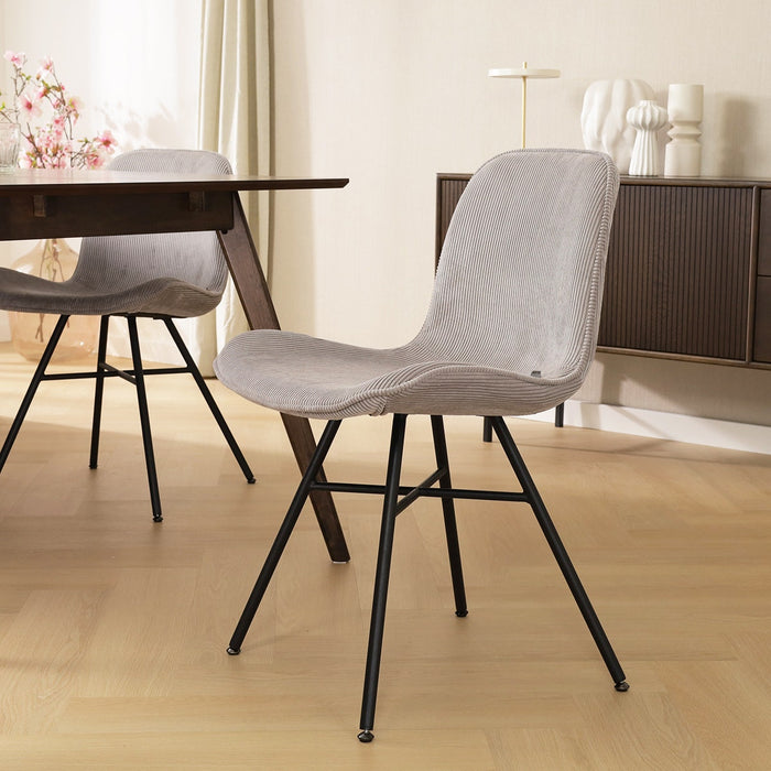 Nolon Noa-Fé Eetkamerstoel Ribstof Warm Grijs - Stof - Zwart Onderstel