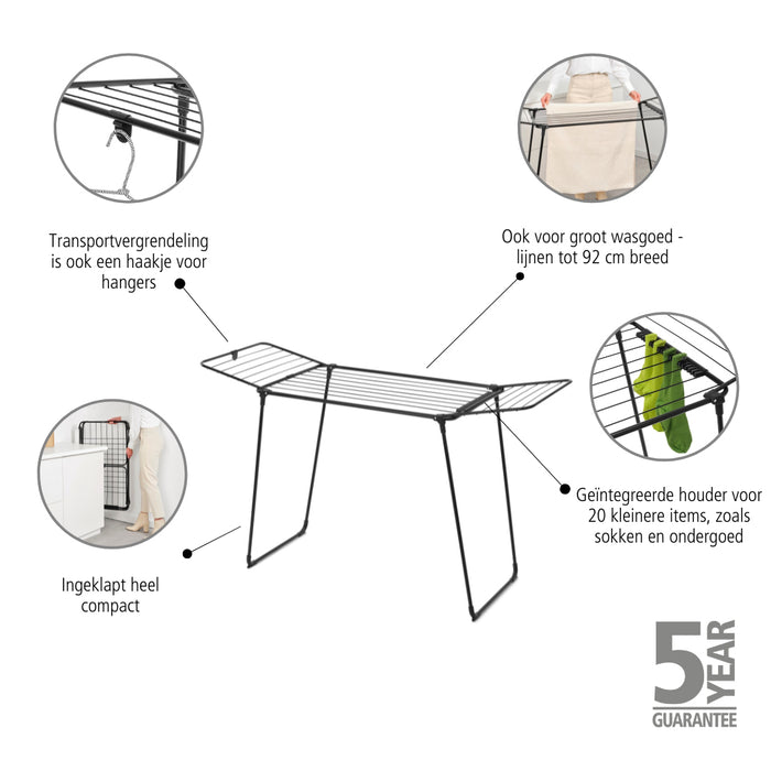 Brabantia HangOn Too Droogrek 18 m - Matt Black