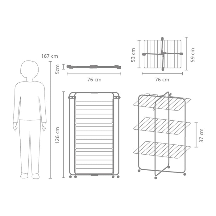 Brabantia HangOn Droogtoren 23 m - Matt Black