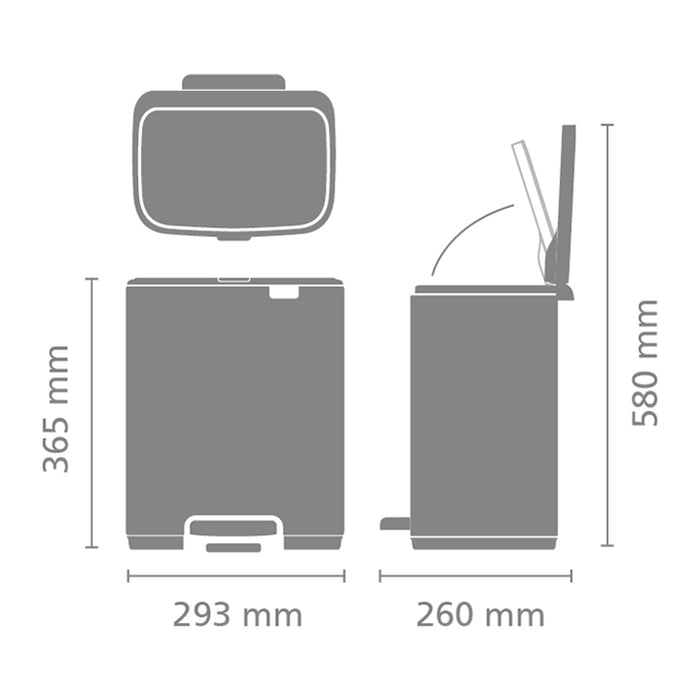 Brabantia Bo Pedaalemmer 12 L - Matt Black