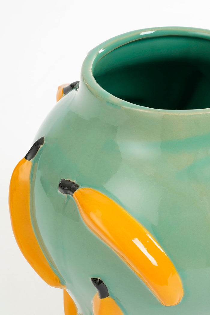 Mica Decorations Moza Vaas - H30 x Ø27 cm - Keramiek - Groen, Geel