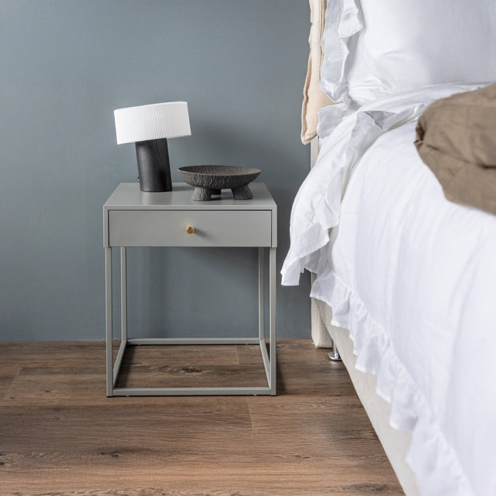 Fjôrd - Nachtkastje Lichtgrijs Metaal - 43x41x50cm - Bakal