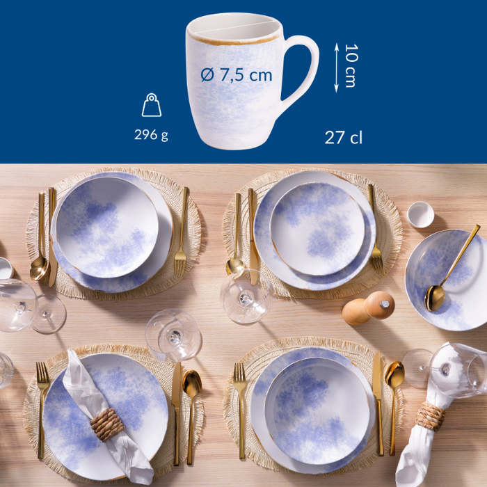 James Cooke - Clouded Charm - Beker - 2 stuks - 27 cl - Wit|Blauw