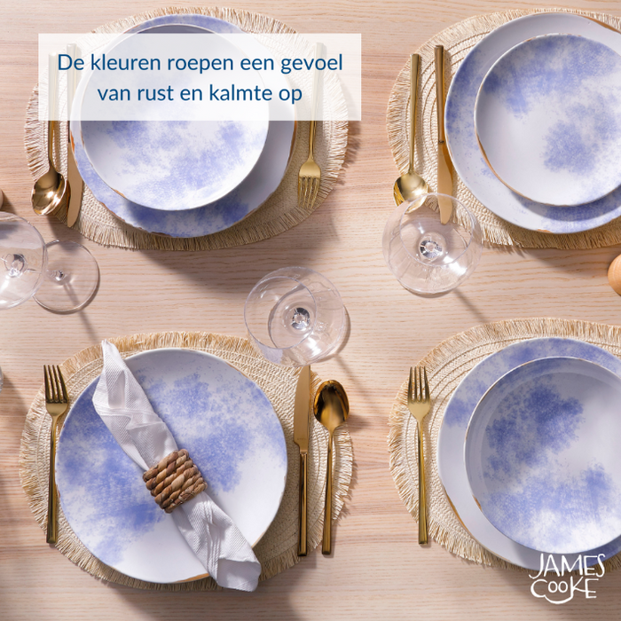 James Cooke - Clouded Charm - Bord - 2 stuks - ø 27 cm - Wit|Blauw