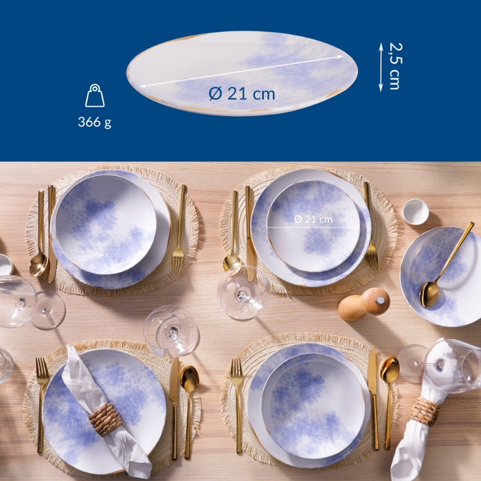 James Cooke - Clouded Charm - Bord - 2 stuks - ø 21 cm - Wit|Blauw