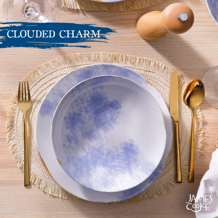 James Cooke - Clouded Charm - Bord - 2 stuks - ø 27 cm - Wit|Blauw