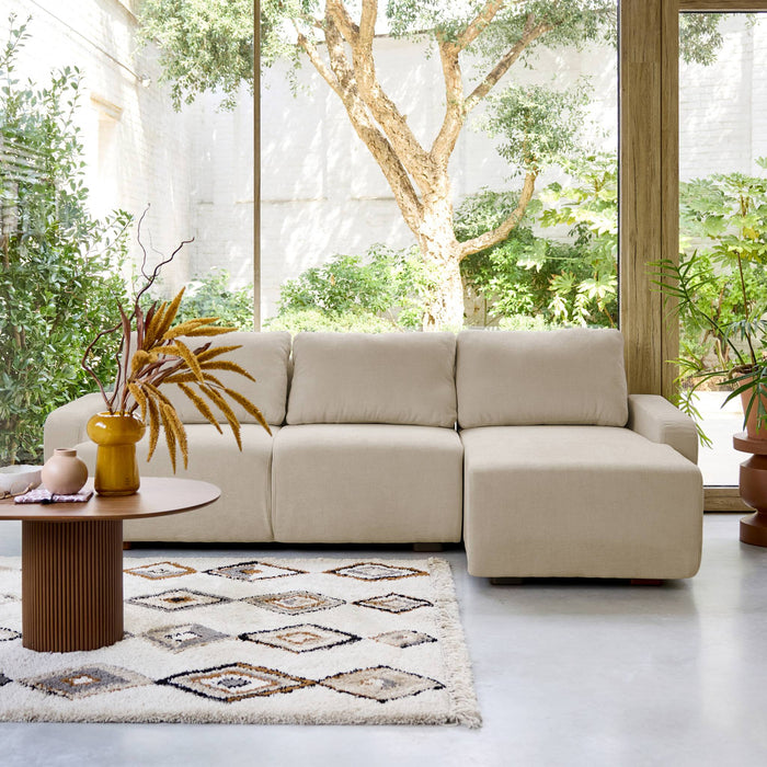 sweeek - Hoekbank rechts 3 zitplaatsen stof