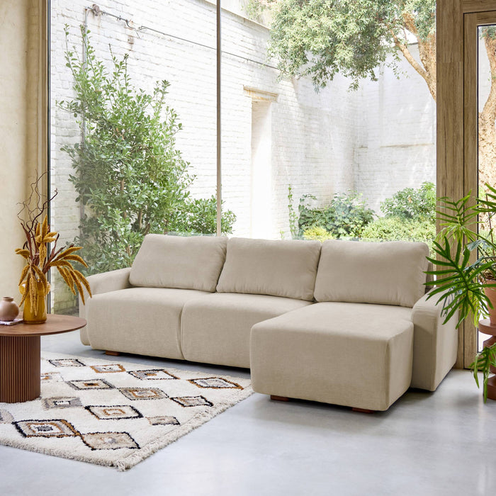 sweeek - Hoekbank rechts 3 zitplaatsen stof