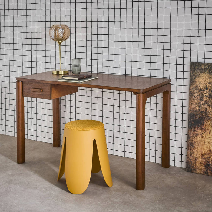 sweeek - Bureau van rubberhout en eikenfineer, 1 lade