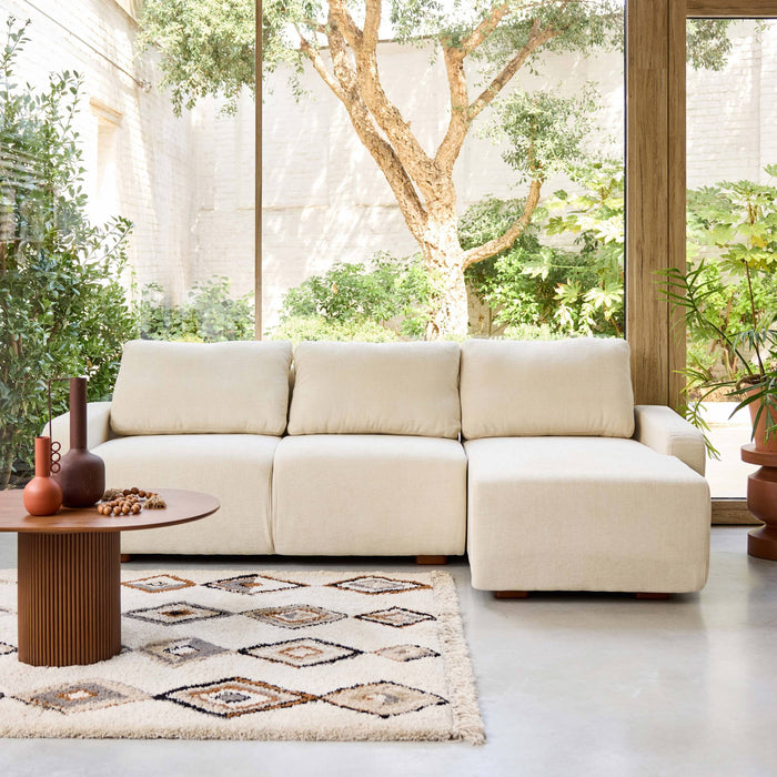 sweeek - Hoekbank rechts 3 zitplaatsen stof