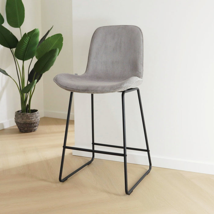 Nolon Nino-Fé Barkruk Ribstof Warm Grijs - Zwart Onderstel - 75 cm