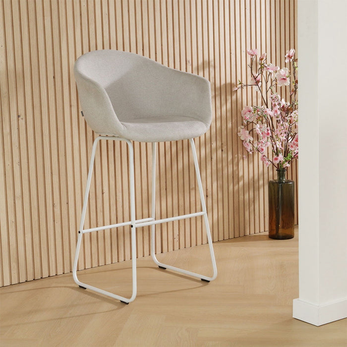 Nolon Nino-Otis Barkruk Beige - met Armleuning - Wit - 75 cm