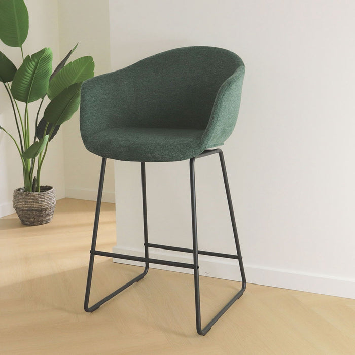 Nolon Nino-Otis Barkruk Donkergroen - met Armleuning - Zwart - 75 cm