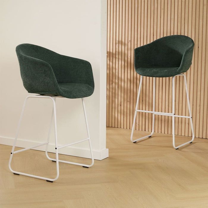 Nolon Nino-Otis Barkruk Donkergroen - met Armleuning - Wit - 75 cm