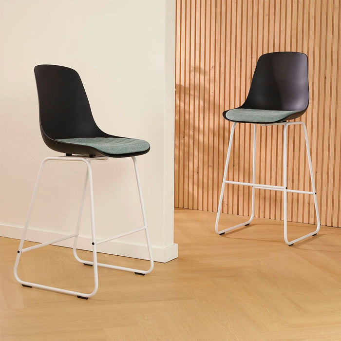 Nolon Nino-Liv Barkruk Zwart - Zacht Groen Kussen - Wit Frame - 75 cm