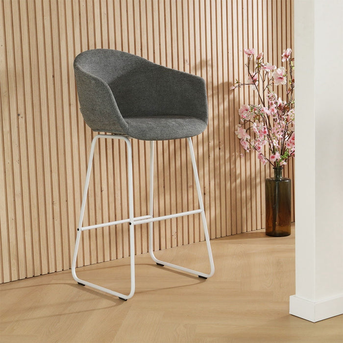 Nolon Nino-Otis Barkruk Donkergrijs - met Armleuning - Wit - 75 cm