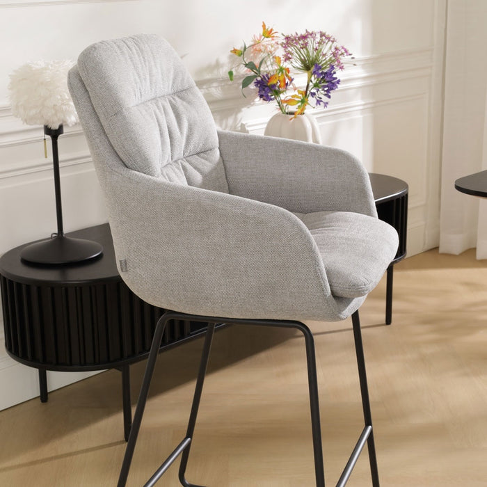 Nolon Nino-Mia Barkruk Grijs - met Armleuning - Zwart - 75 cm