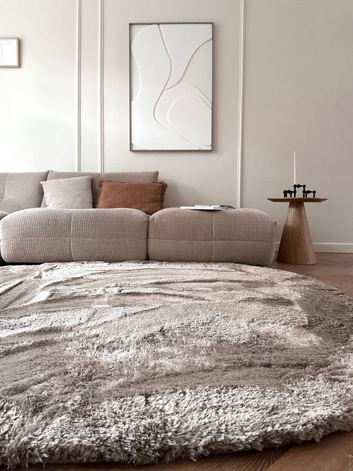 Organisch hoogpolig vloerkleed Odelia stone - Interieur05