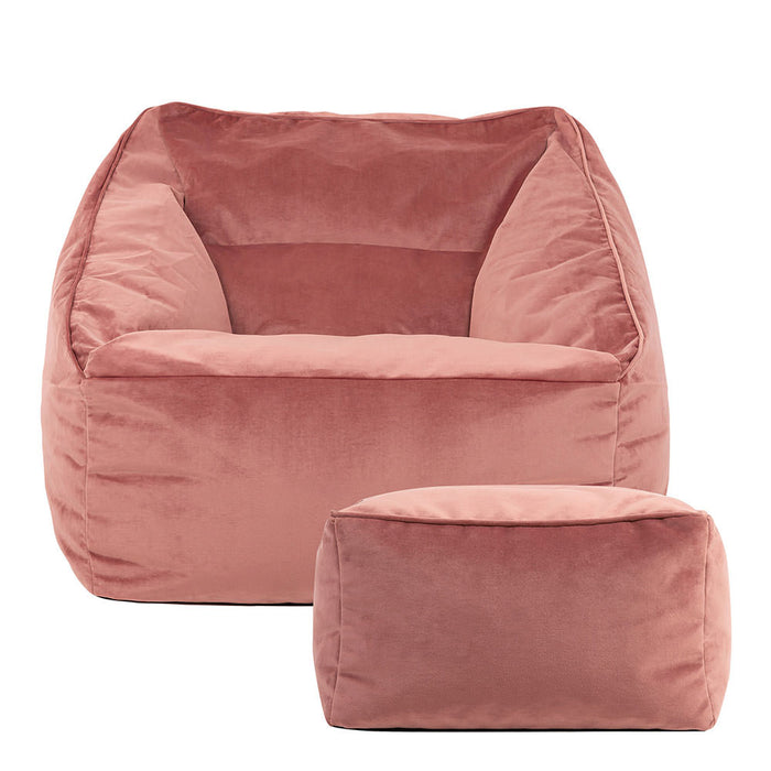 icon Natalia Zitzak Fauteuil met Poef - Velours - Oudroze