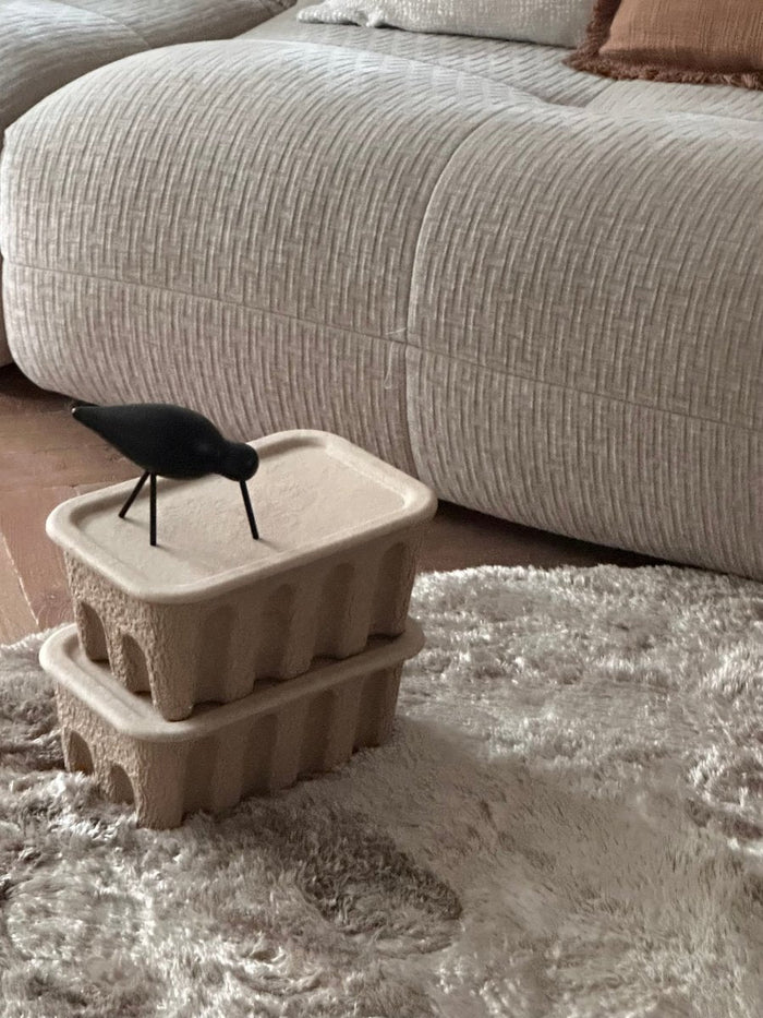 Rond hoogpolig vloerkleed Odelia stone - Interieur05 - 160 x 160 cm