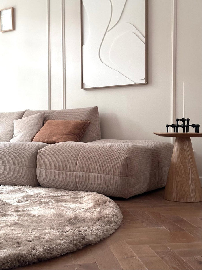 Rond hoogpolig vloerkleed Odelia stone - Interieur05 - 160 x 160 cm