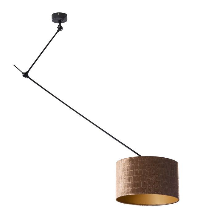 QAZQA Hanglamp zwart met velours kap krokodil dessin 35cm - Blitz