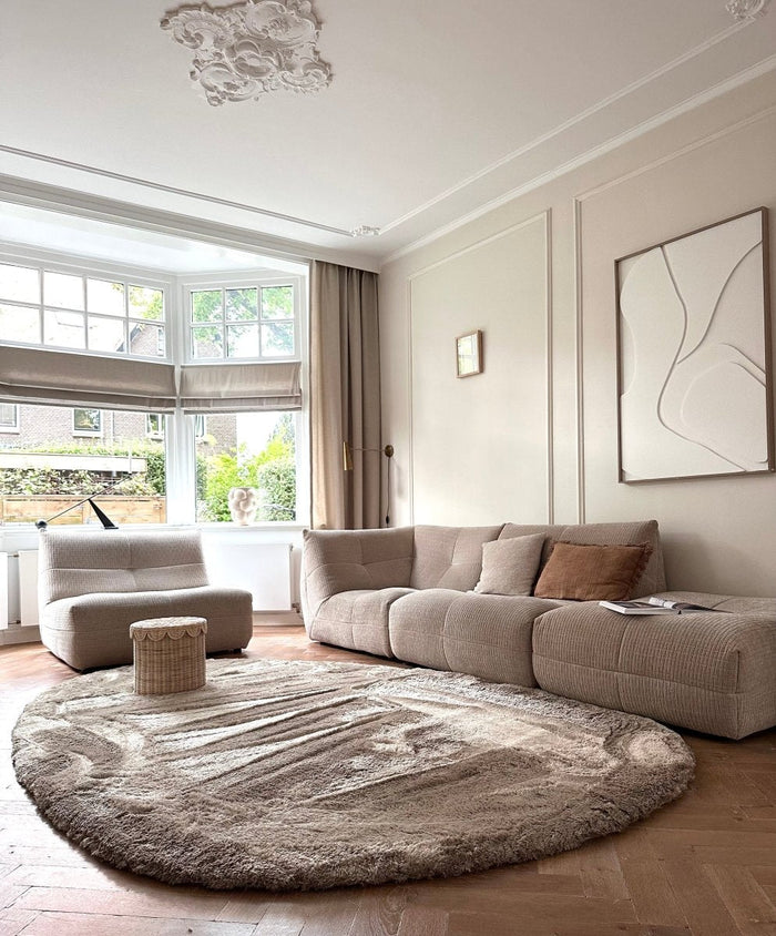 Organisch hoogpolig vloerkleed Odelia stone - Interieur05