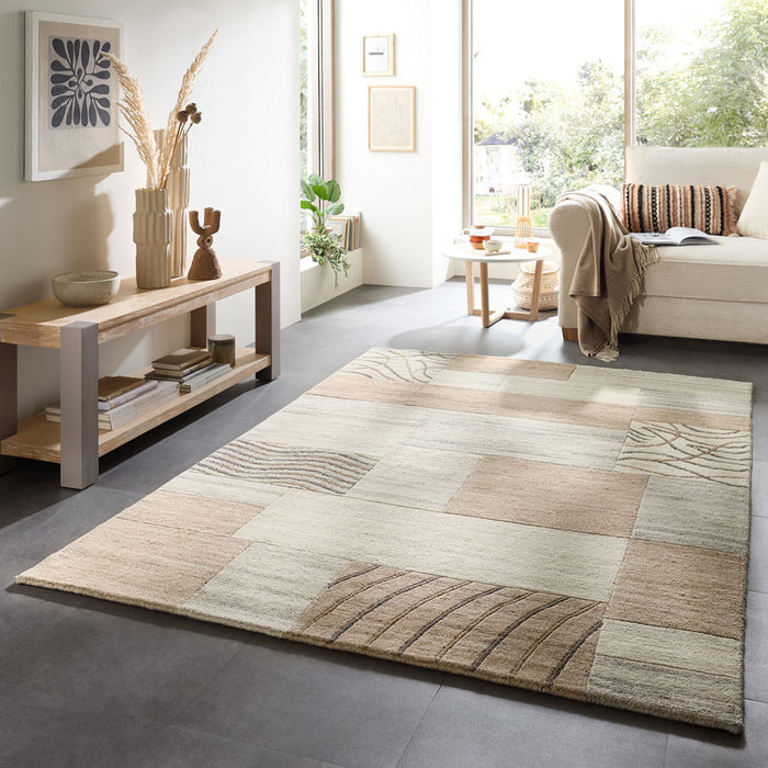 Theko Handgeknoopt wollen tapijt Nakarta 170x240 cm - Beige