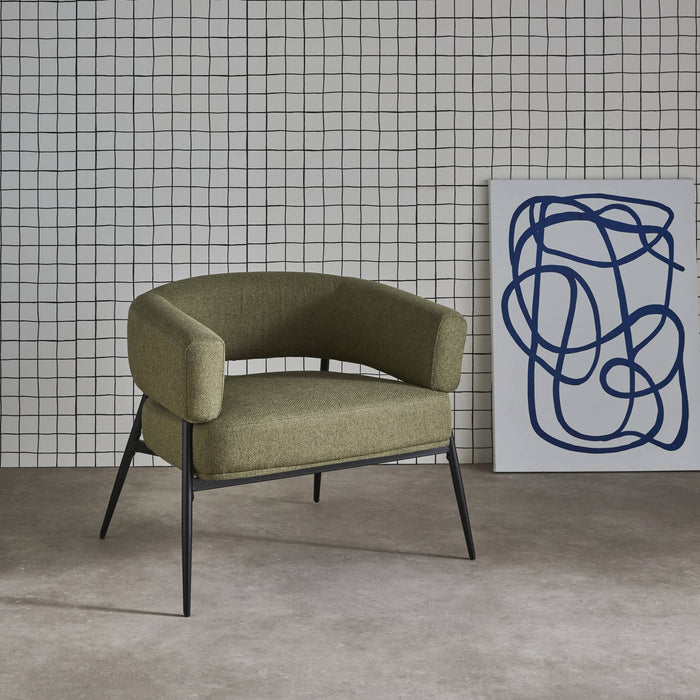 sweeek - Fauteuil stof gebogen rugleuning metalen frame