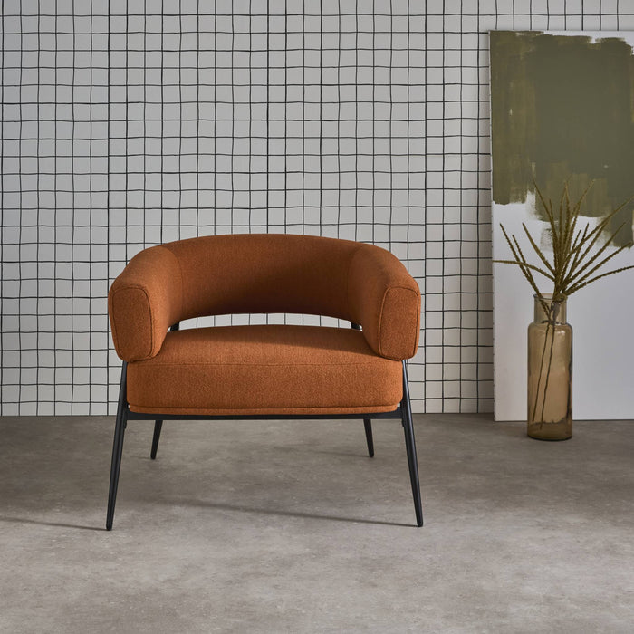 sweeek - Fauteuil stof gebogen rugleuning metalen frame