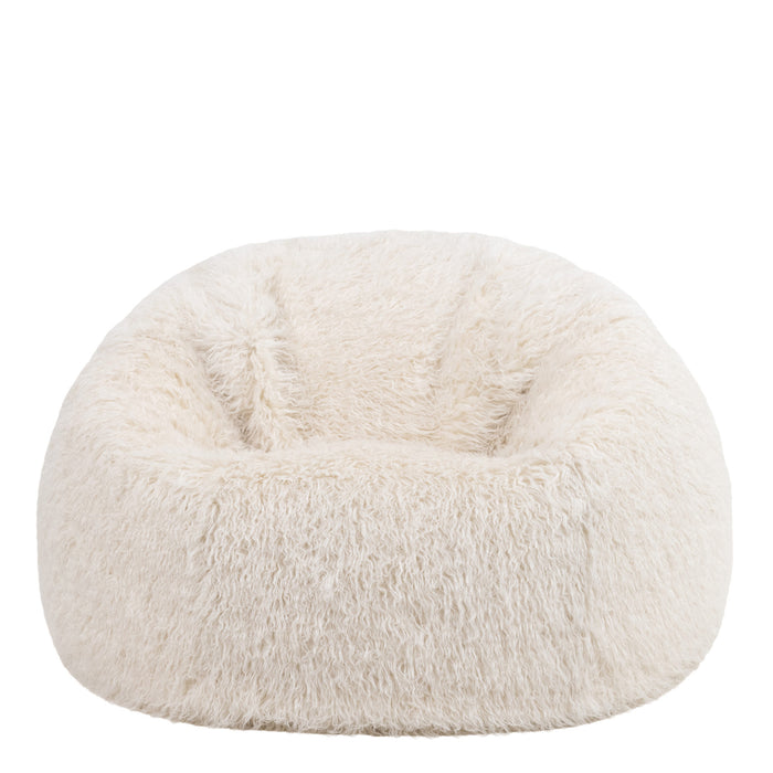 icon Kingston Zitzak - Fluffy Pluche Imitatiebont - Wit