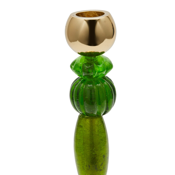 POLSPOTTEN Beads Kandelaar H 34 cm - Donkergroen