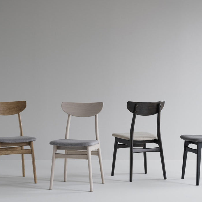 Rowico Home Rodham Houten Eetkamerstoel Donker Eiken - Beige Stof