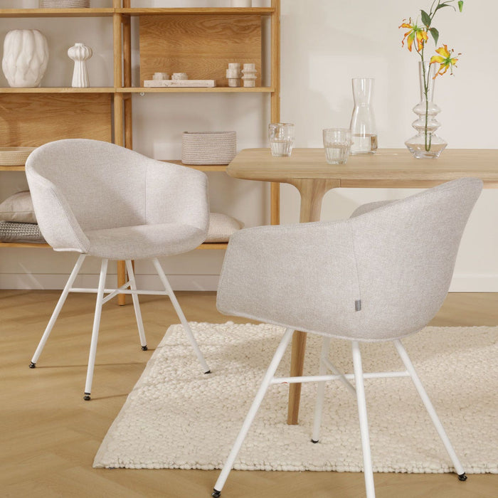 Nolon Noa-Otis eetkamerstoel beige - met armleuning - wit