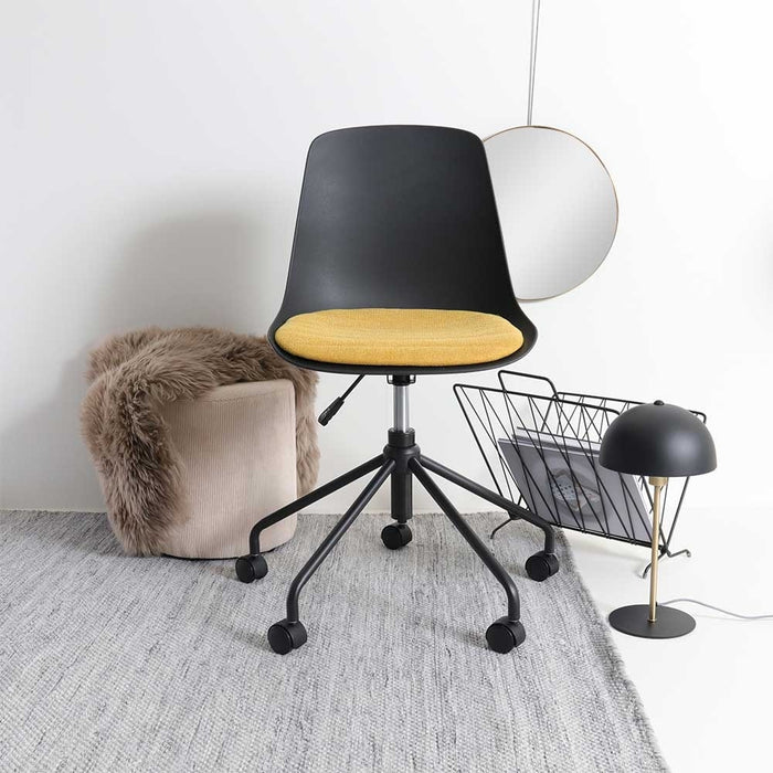 Nolon Nout-Liv Bureaustoel Zwart - Okergeel Kussen - Zwart Onderstel