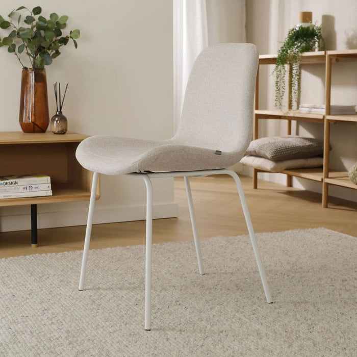 Nolon Nora-Fé Eetkamerstoel Beige - Stof - Witte Poten