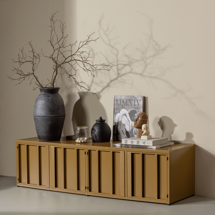 WOOOD Level Tv-Meubel - Metaal - Honinggeel - 44x160x44