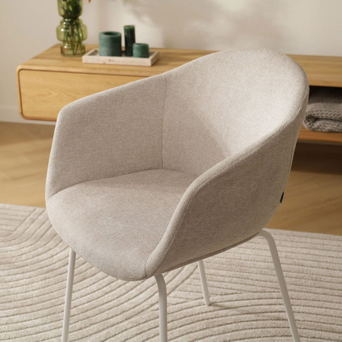 Nolon Nora-Otis Eetkamerstoel Beige - met Armleuning - Wit