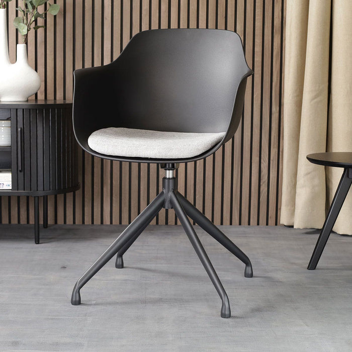 Nolon Nola-Liz Eetkamerstoel Zwart - Lichtgrijs - Draaibaar - Zwart